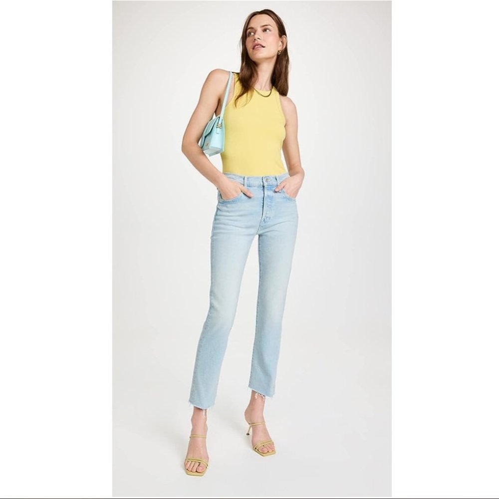 Mother Jeans The Scrapper High-Rise Stretch Fray Ankle Lonely Hearts Club